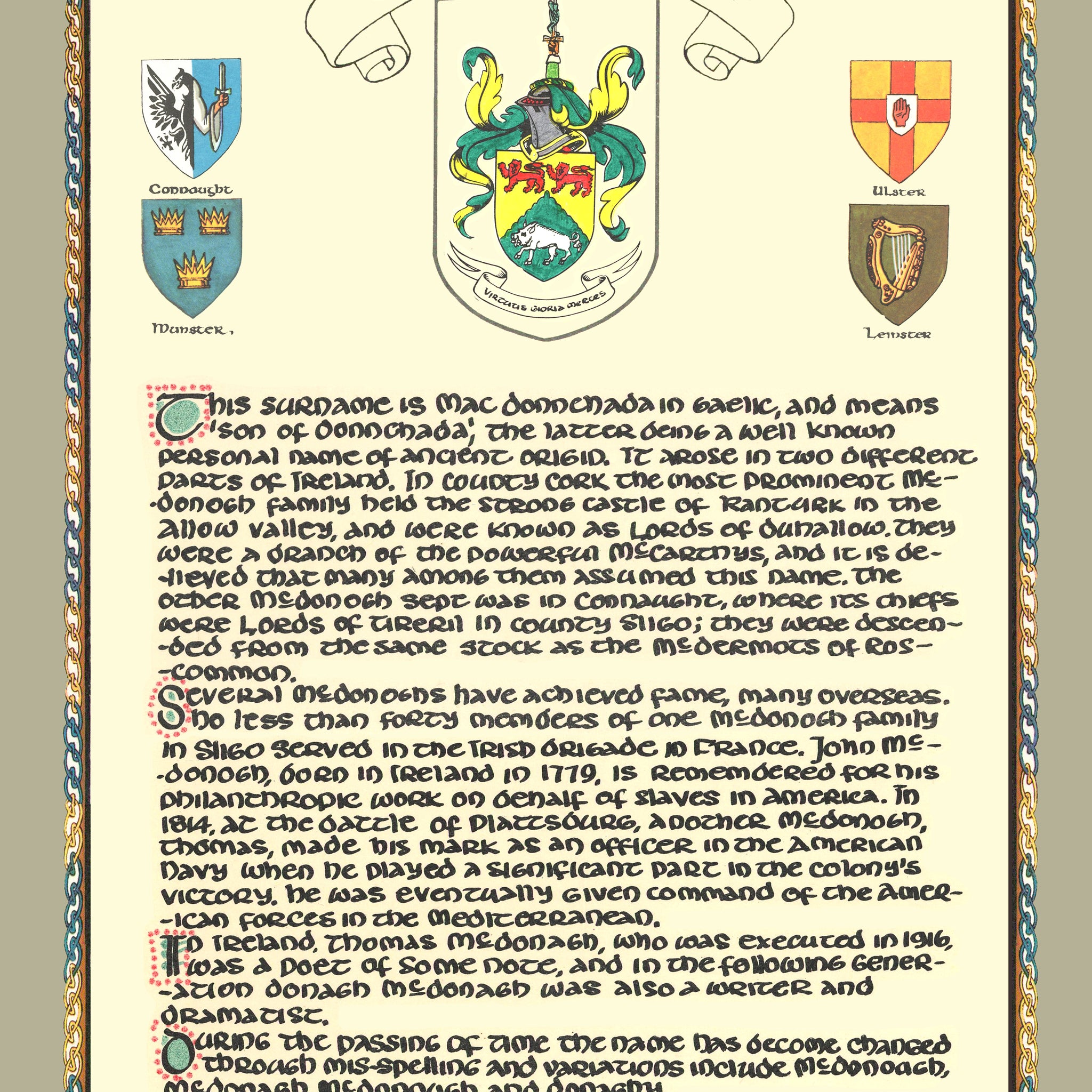 McDonough Family Crest Parchment