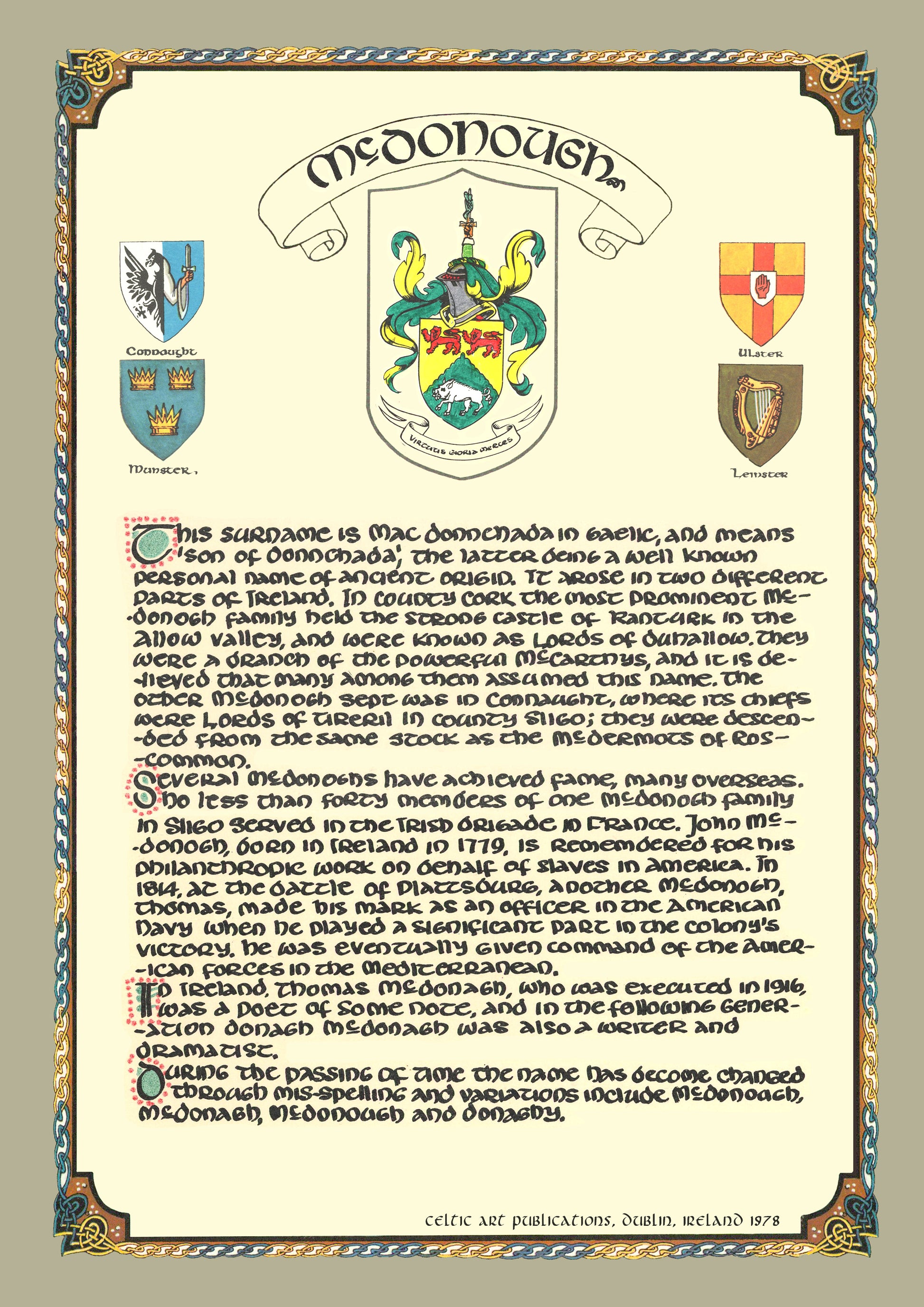 McDonough Family Crest Parchment