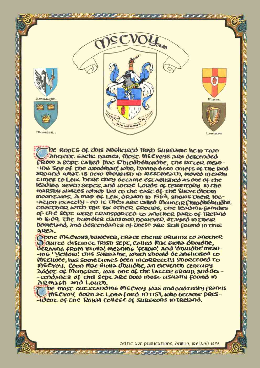 McEvoy Family Crest Parchment
