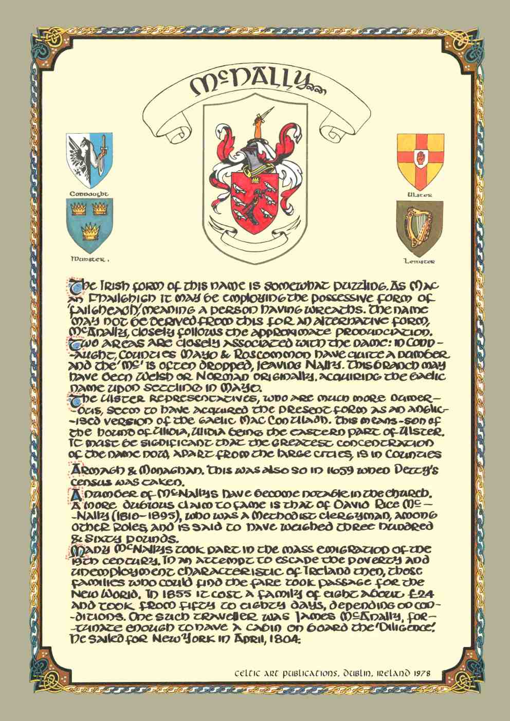 McNally Family Crest Parchment