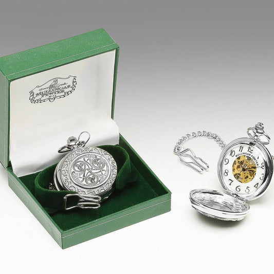 Mullingar Pewter Mechanical Pocket Watch with Celtic A Design