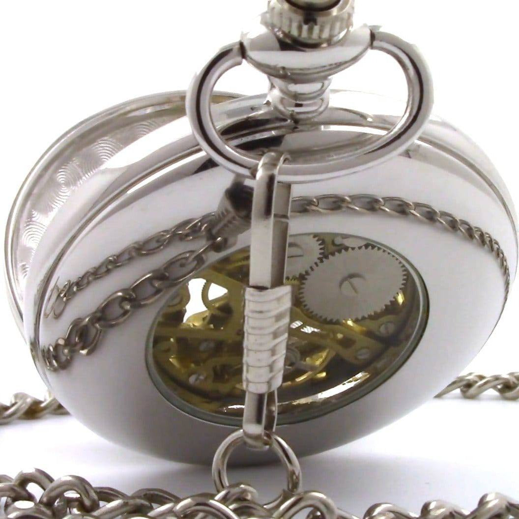 Mullingar Pewter Mechanical Pocket Watch with Trinity Knot Design