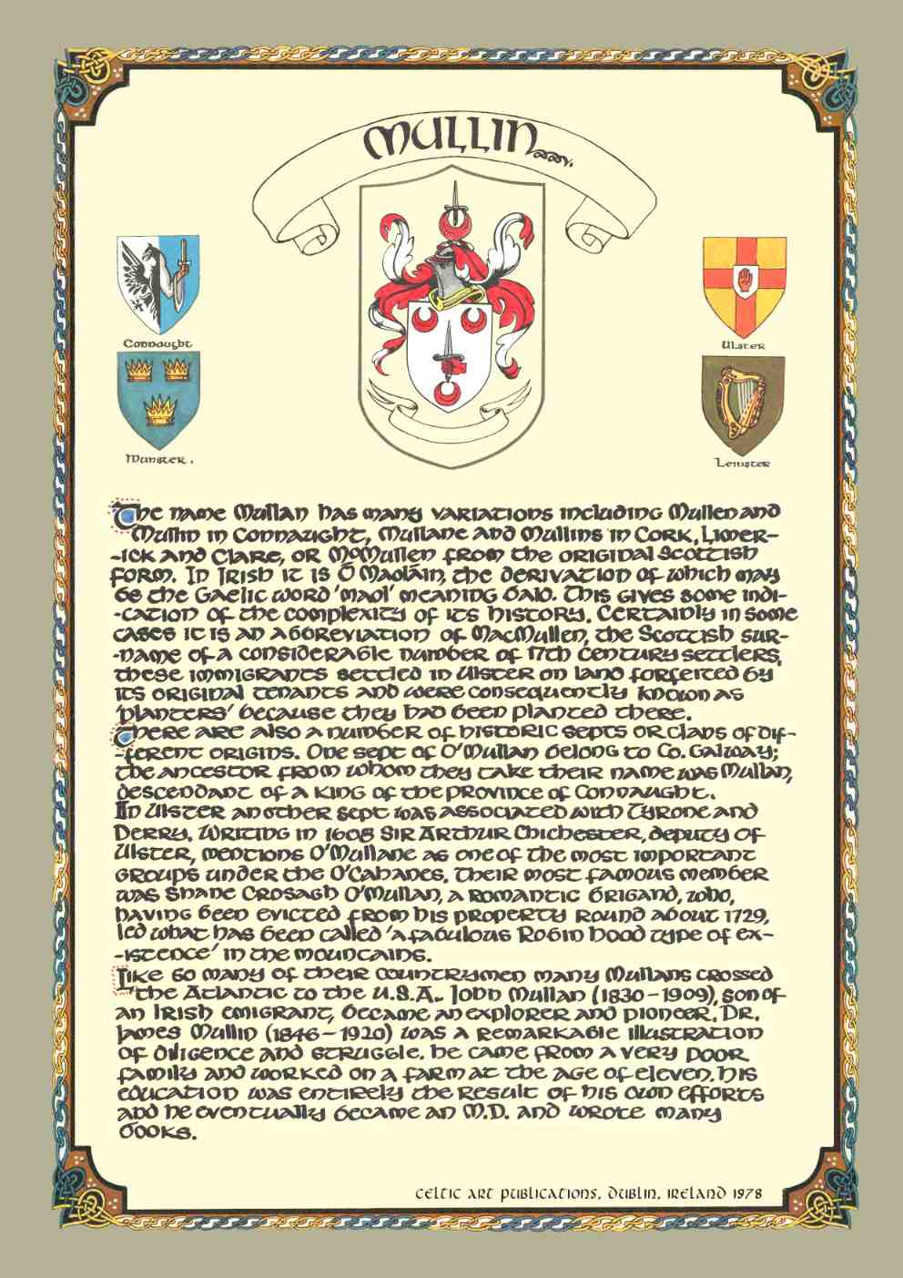 Mullin Family Crest Parchment