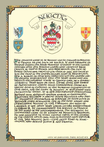 Nugent Family Crest Parchment