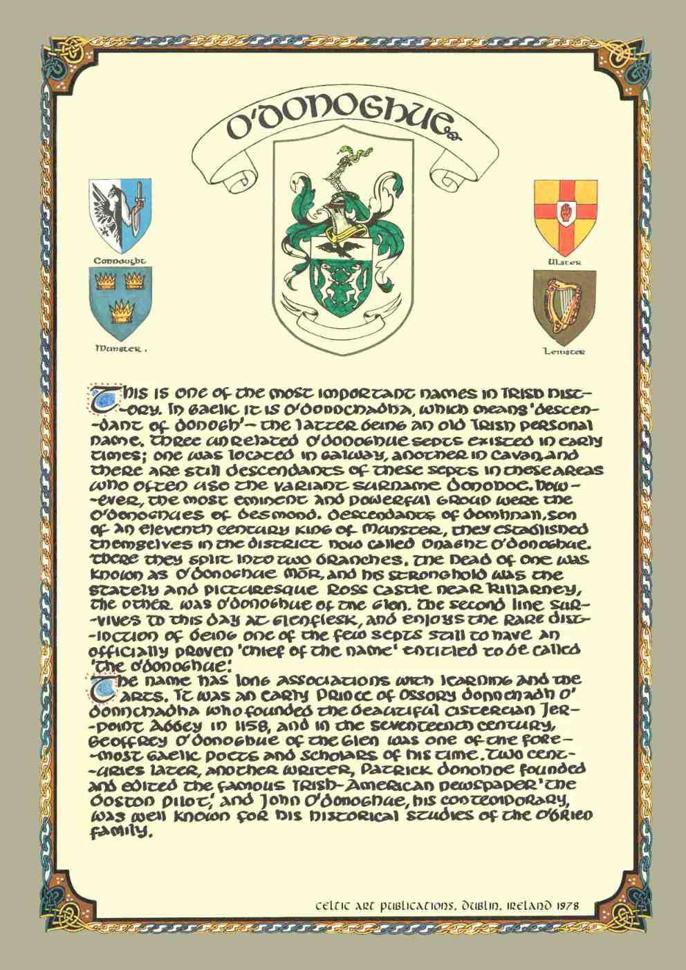 O'Donoghue Family Crest Parchment