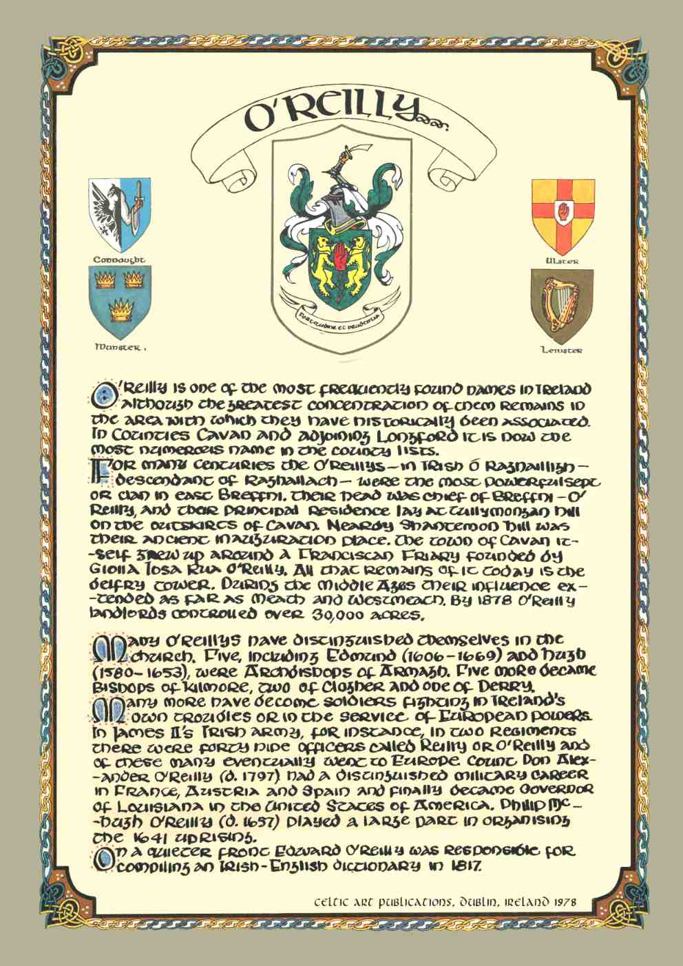 O'Reilly Family Crest Parchment