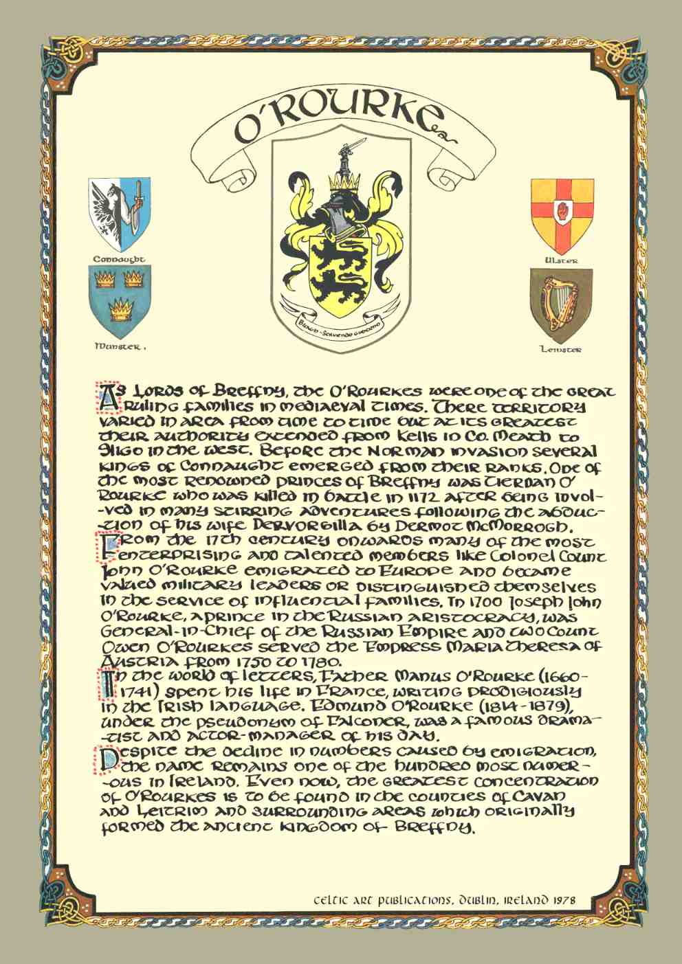 O'Rourke Family Crest Parchment