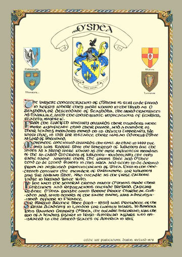 O'Shea Family Crest Parchment