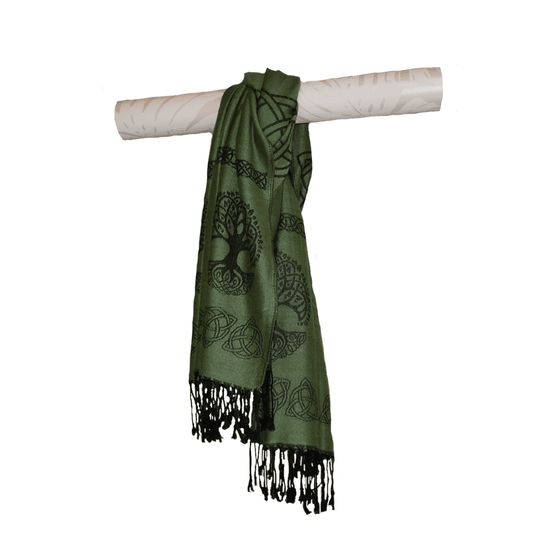 pashmina tree of life green scarf 2