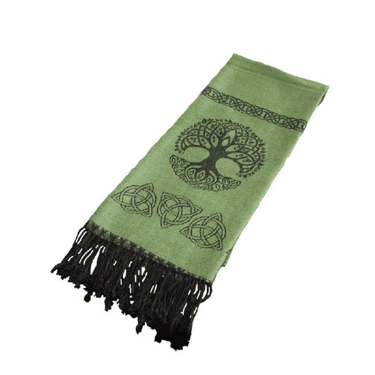 pashmina tree of life green scarf