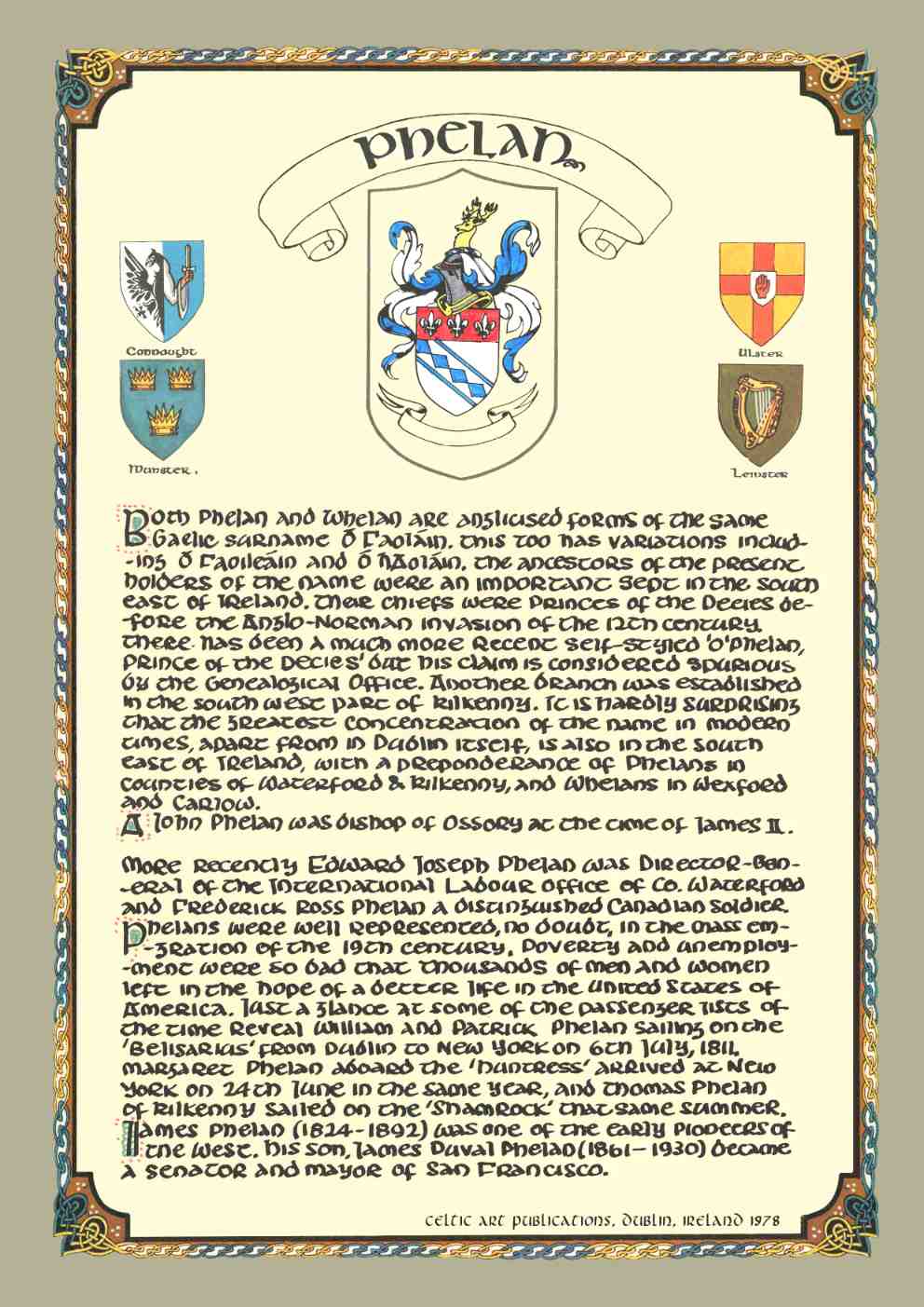 Phelan Family Crest Parchment
