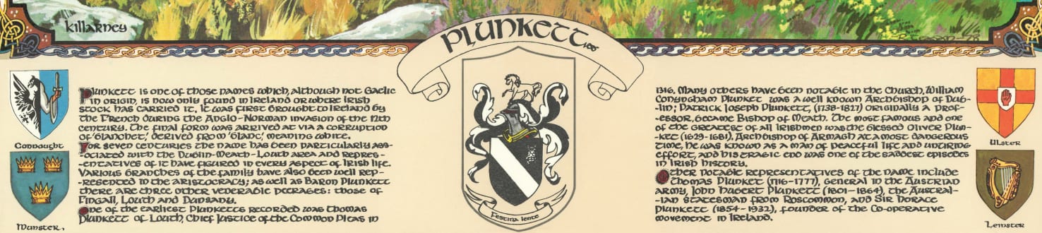 Plunkett Name Meaning, Family History, Family Crest & Coats of Arms