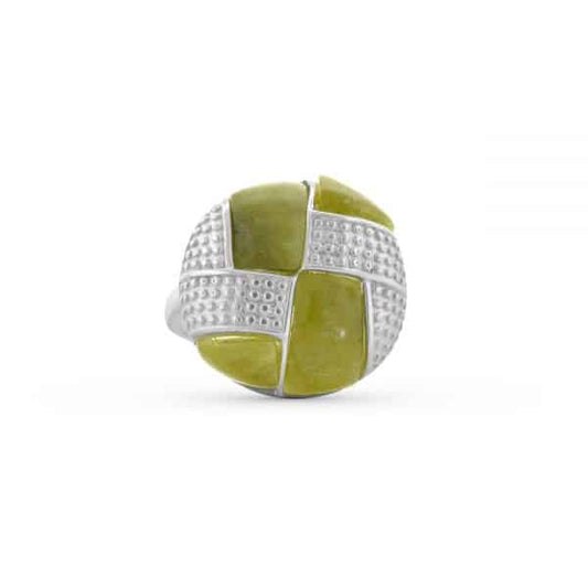 Aran Button Ring with Connemara Marble