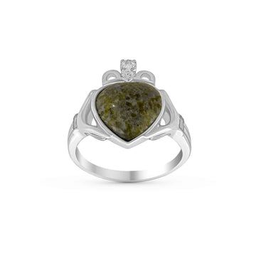 Connemara Marble Heart Claddagh Ring