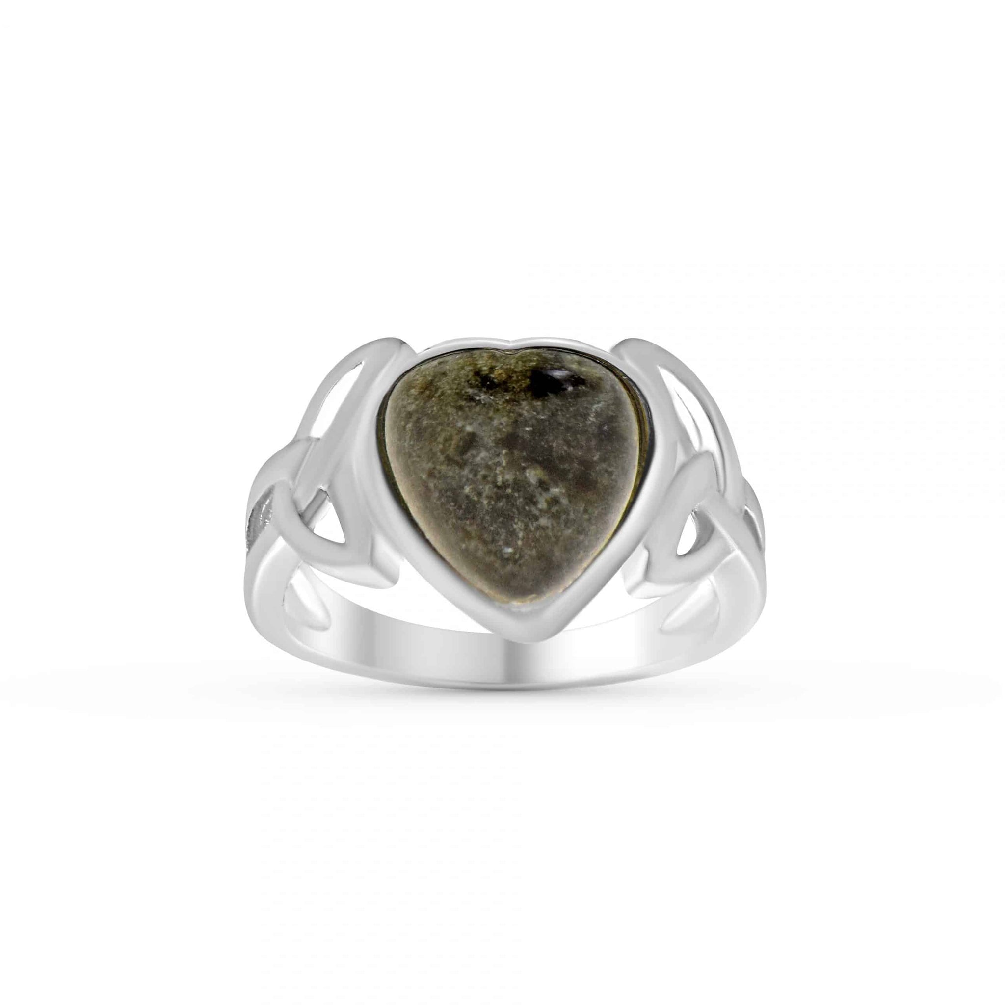 Trinity Knot Connemara Marble Heart Ring