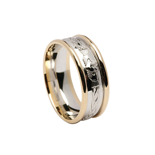 Claddagh Wedding Ring 14k White Gold