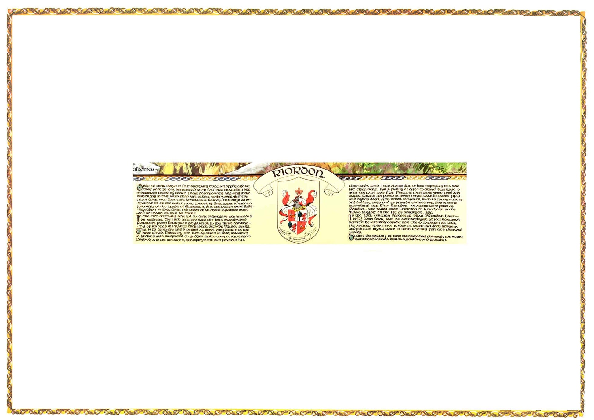 Riordon Coat of Arms Parchment