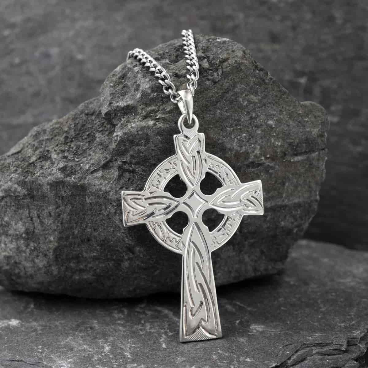 Hand Engraved Sterling Silver Celtic Cross