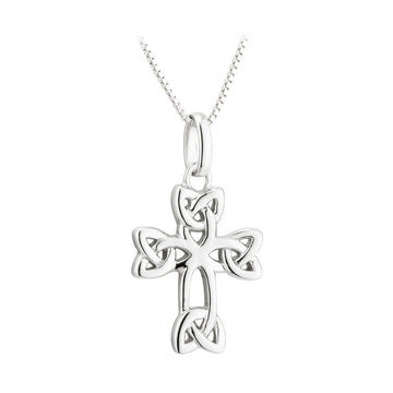 Sterling Silver Trinity Knot Celtic Cross Necklace