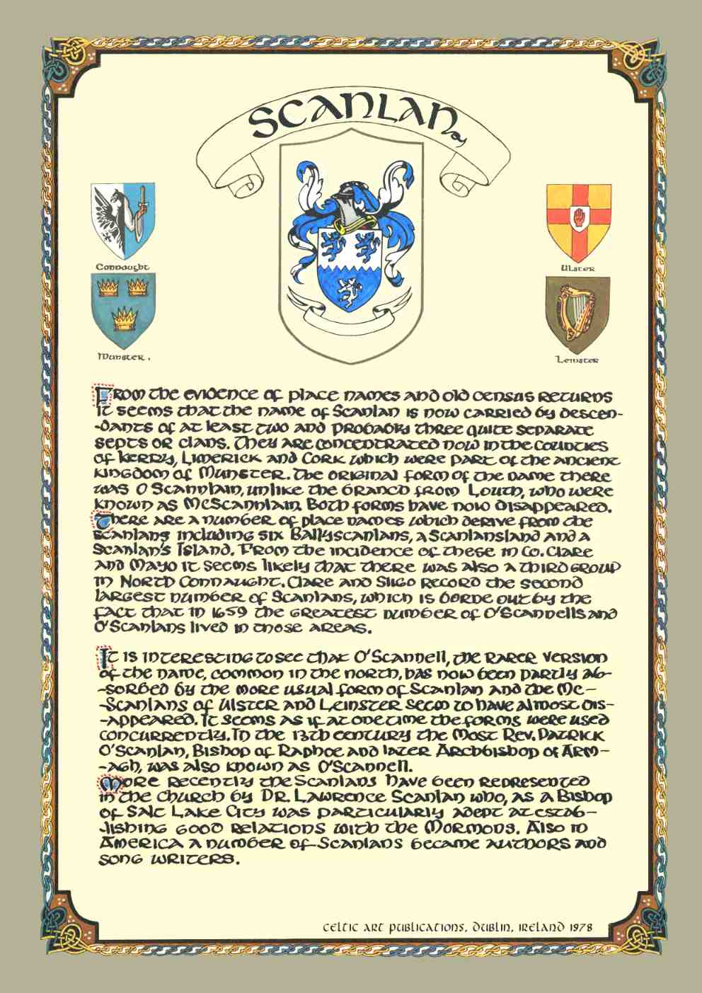 Scanlan Family Crest Parchment