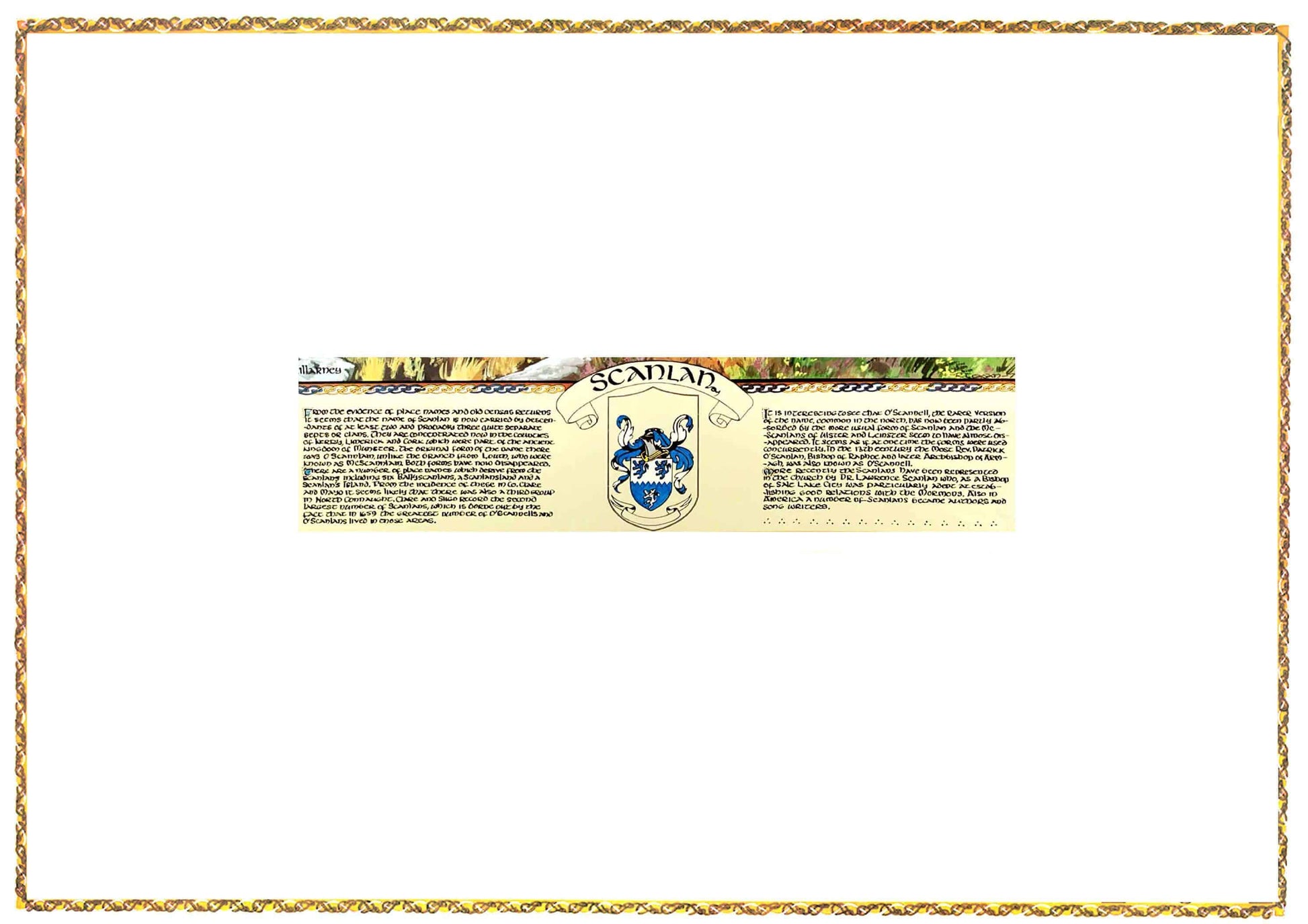 Scanlan Coat of Arms Parchment