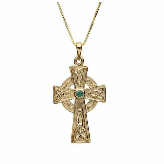 10K Trinity Gold Cross Set With Real Emerald