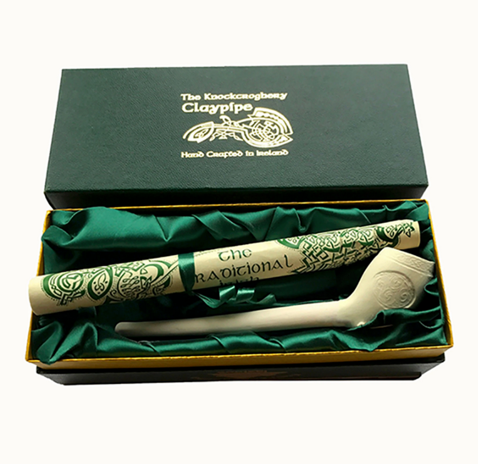 Irish Boxed Clay Pipe with Scroll