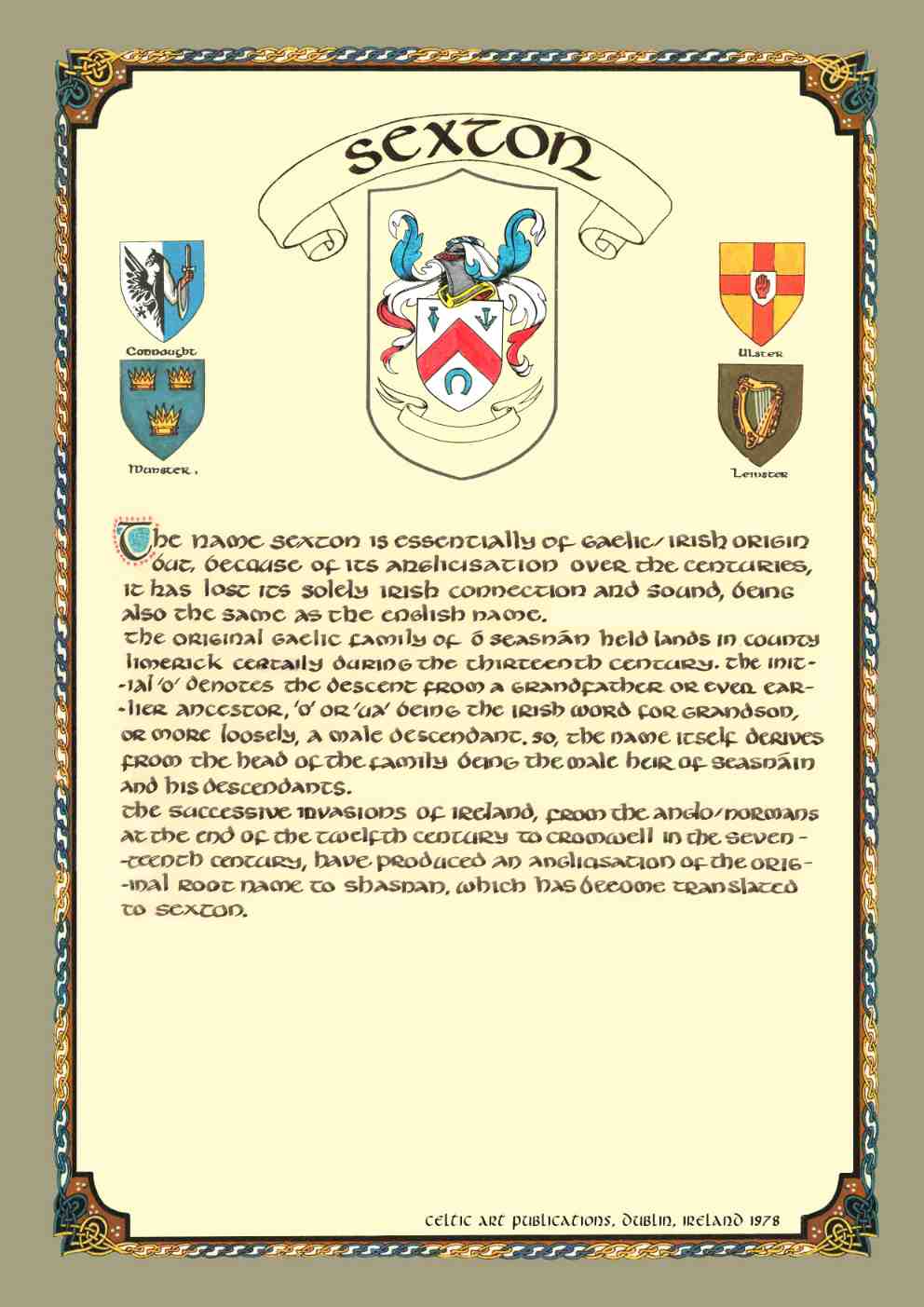 Sexton Family Crest Parchment