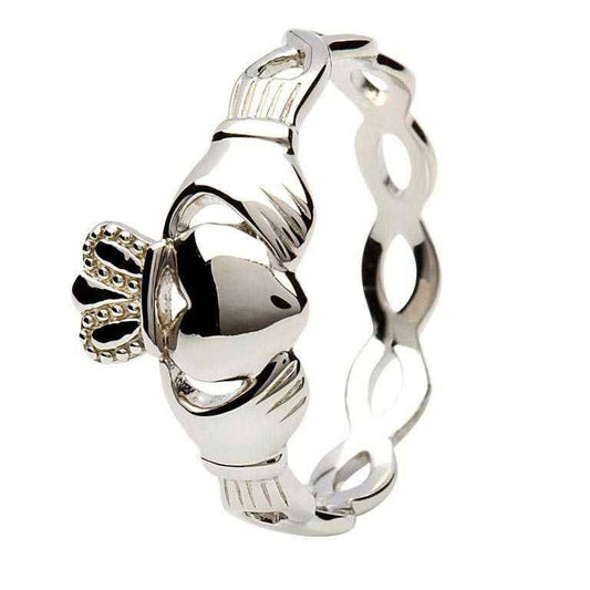 Shanore Silver Claddagh Ring with Intertwining Design