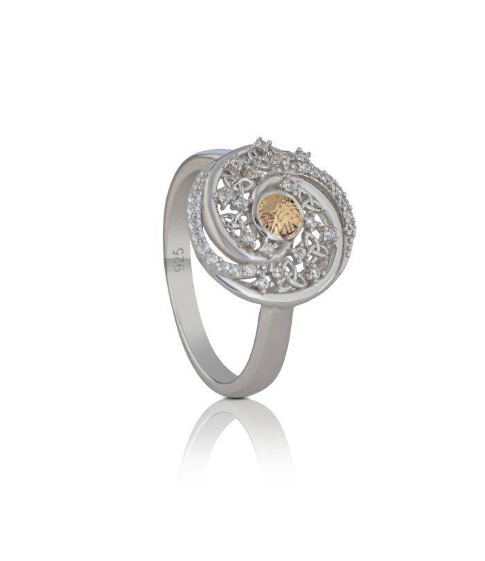 Solstice Ring with Swirls and 18K Gold Bead