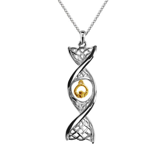 Celtic DNA Sterling Silver Claddagh Necklace