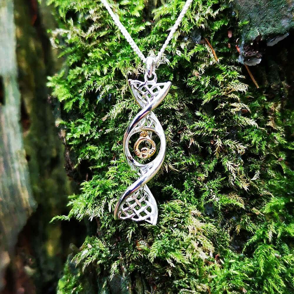 Celtic DNA Sterling Silver Claddagh Necklace