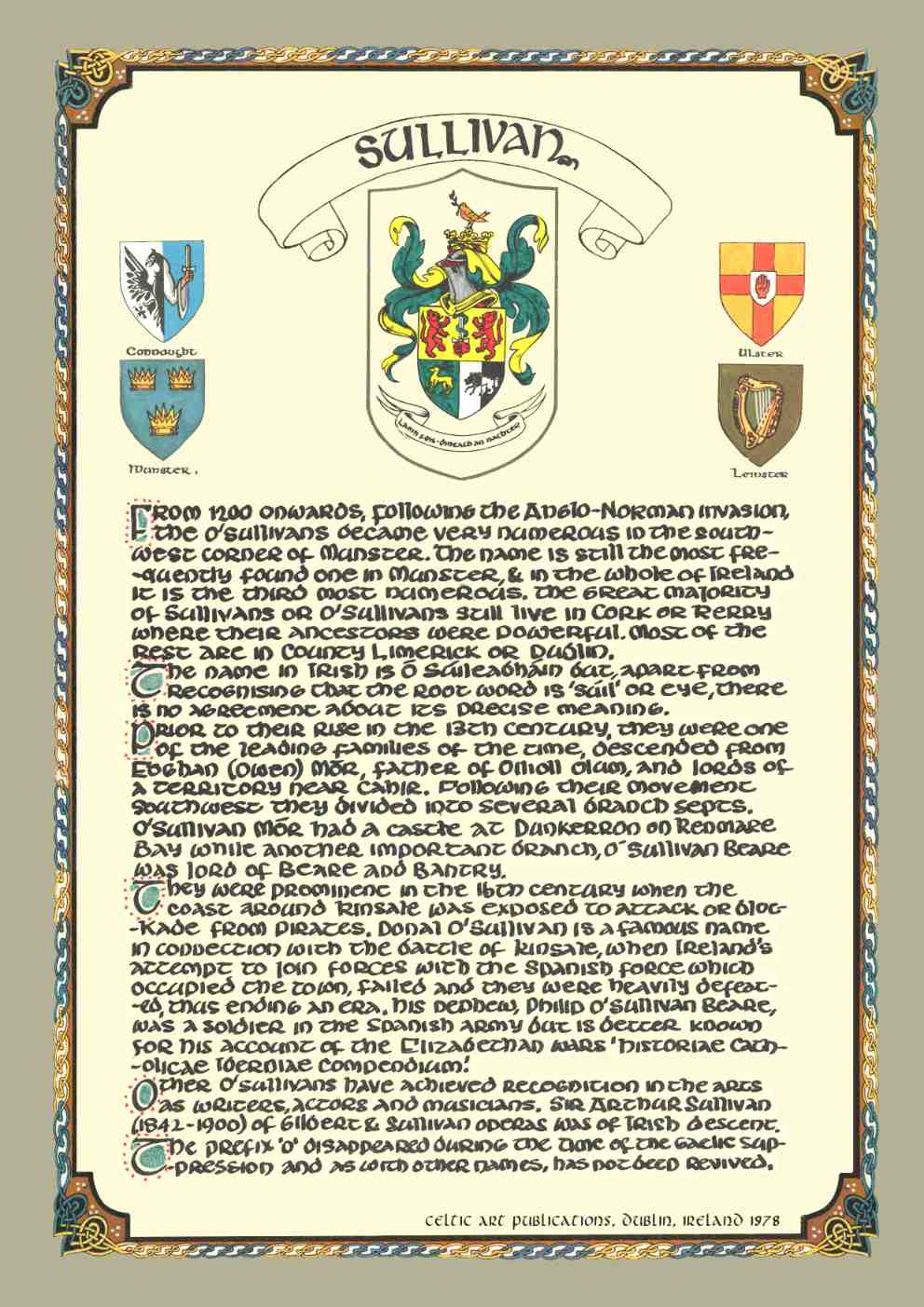 Sullivan Family Crest Parchment