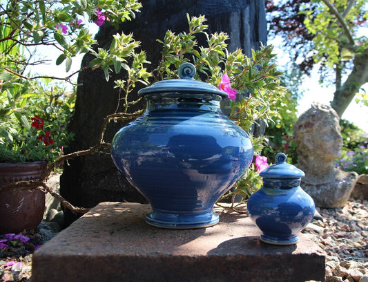 The Boann Celtic Cremation Urn & Keepsake - Seasalt Blue