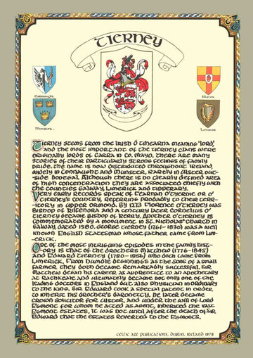 Tierney Family Crest Parchment