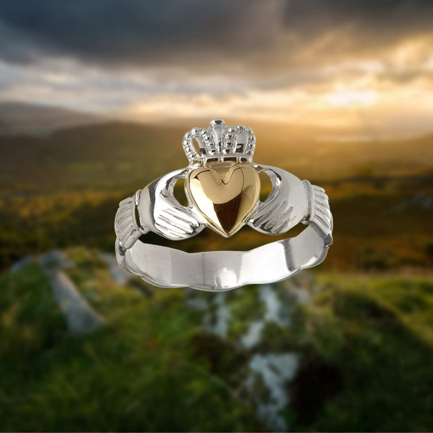 Claddagh Ring With Gold Heart