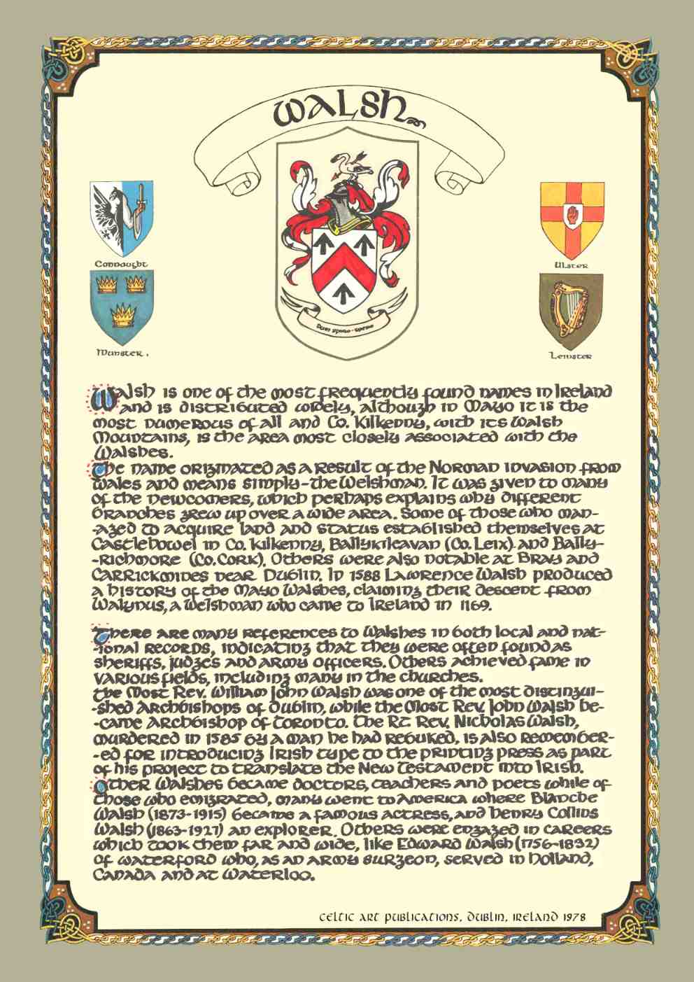 Walsh Family Crest Parchment