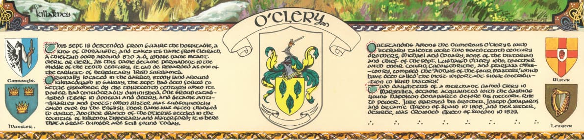 O'Clery Family Crest Parchment