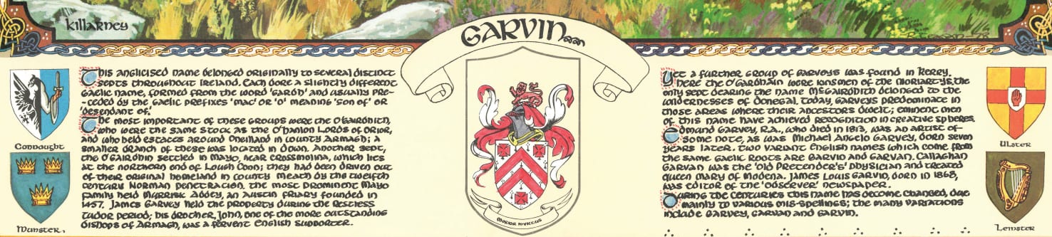 Garvin Family Crest Parchment