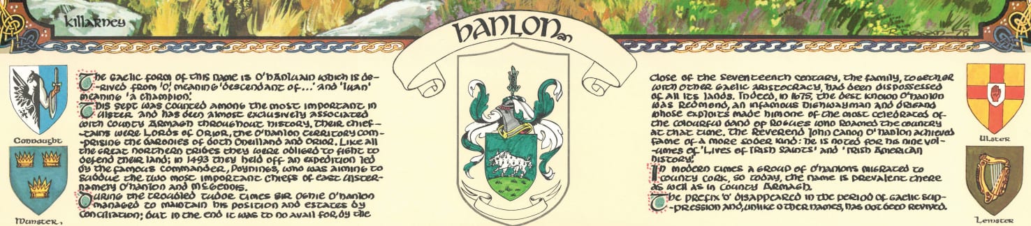 Hanlon Family Crest Parchment