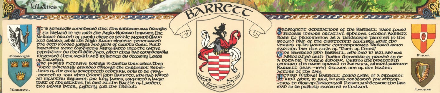 Barrett Family Crest Parchment