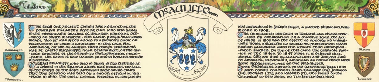 McAuliffe Family Crest Parchment