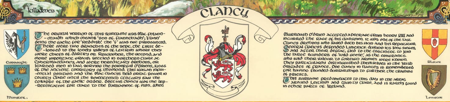 Clancy Family Crest Parchment