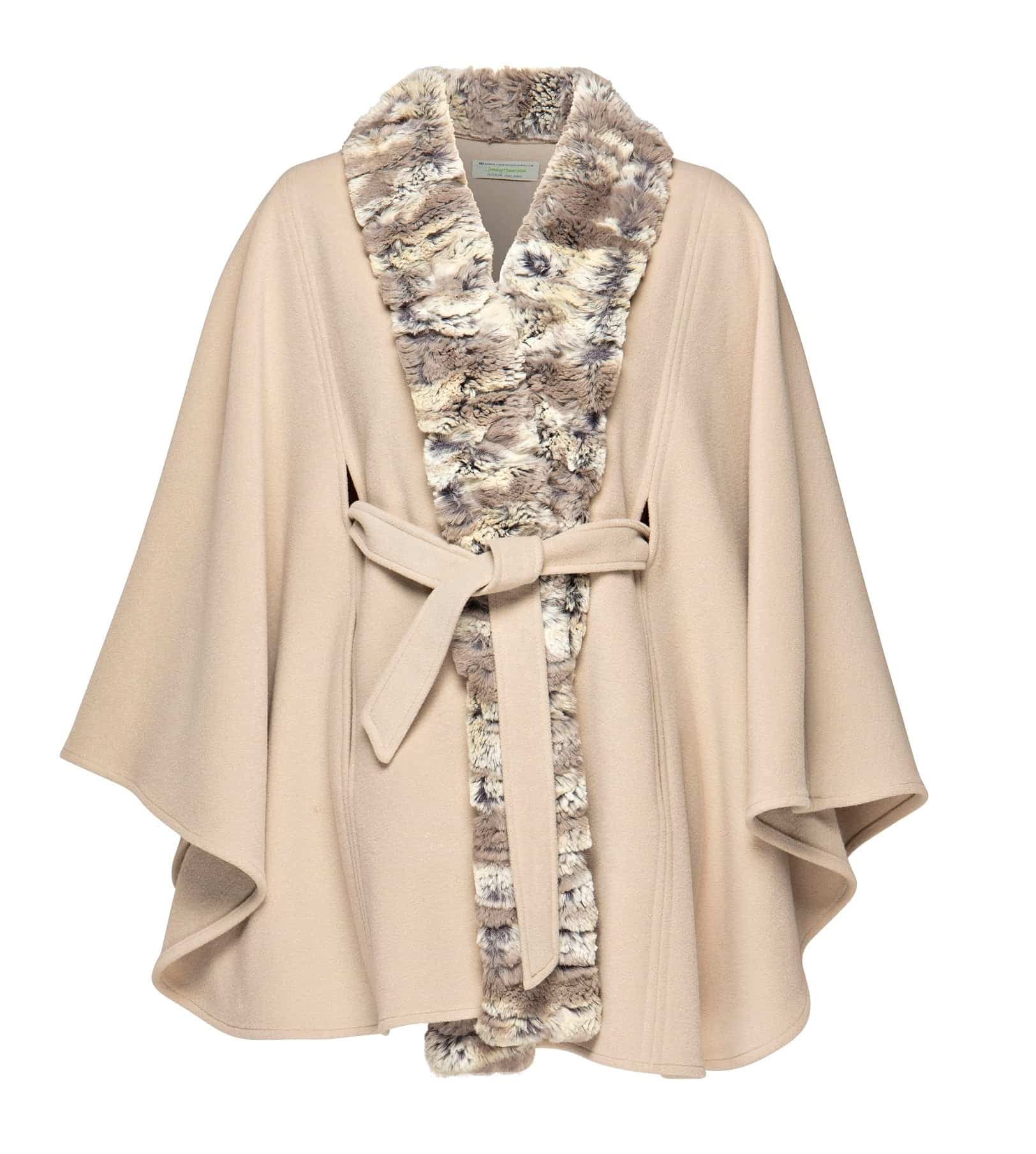 Jimmy Hourihan Belted Cape With Faux Fur Trim