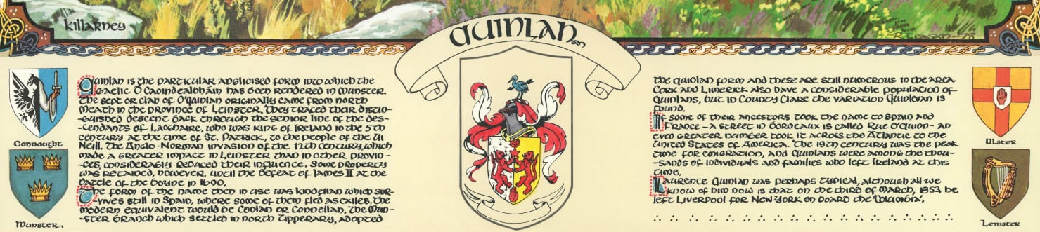 Quinlan Family Crest Parchment