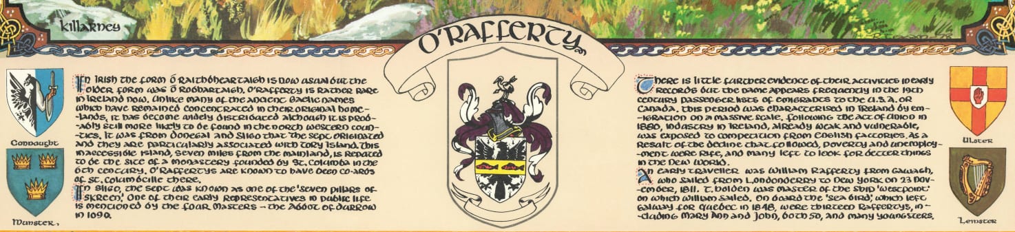 O'Rafferty Family Crest Parchment