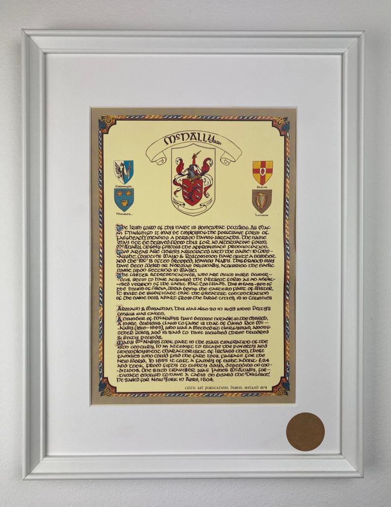 Connell Family Crest Parchment