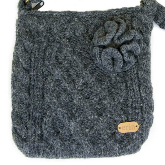 Bag With Charcoal Aran Trellis Pattern
