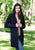Ladies Navy Long Hooded Aran Cardigan