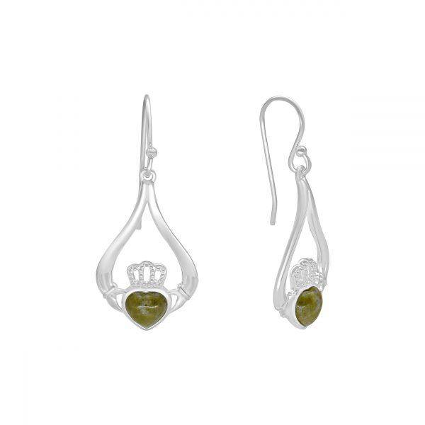 Claddagh Earrings with Connemara Marble